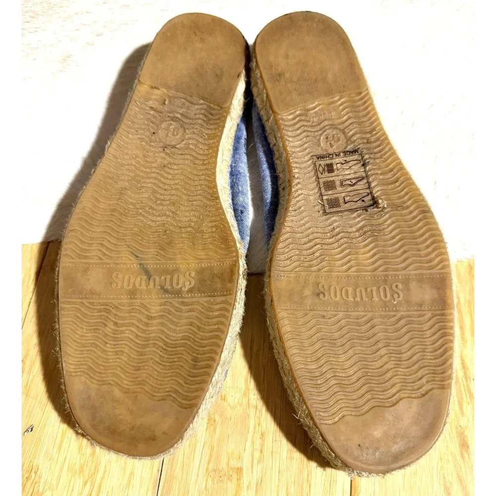 Soludos French Bulldog Espadrilles Platform Shoes Blue Size‎ 9.5